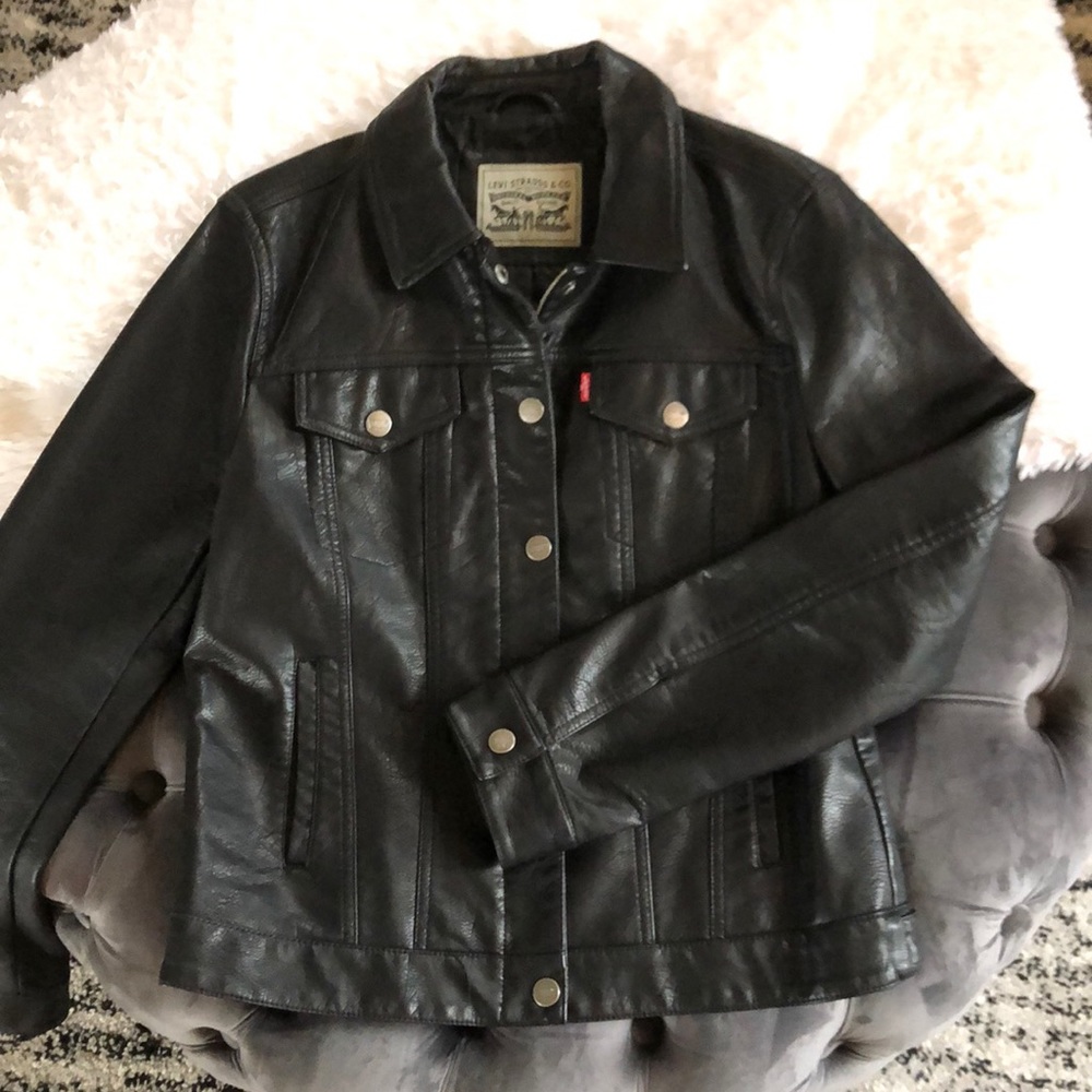 Levi Strauss & co. Vegan leather trucker jacket.